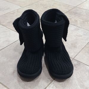 UGG Black Knit Button Kids Boots